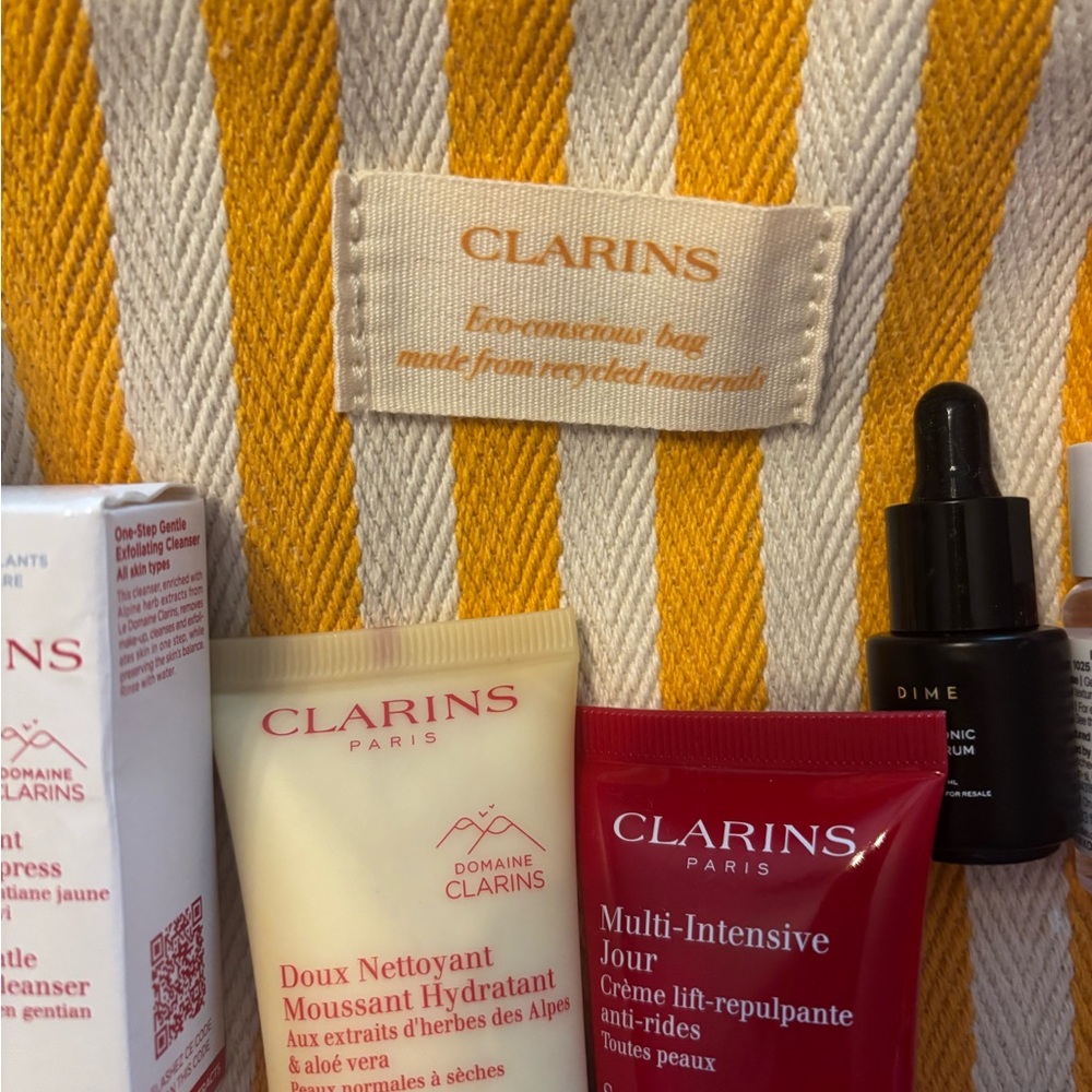 Clarins beach tote with samples